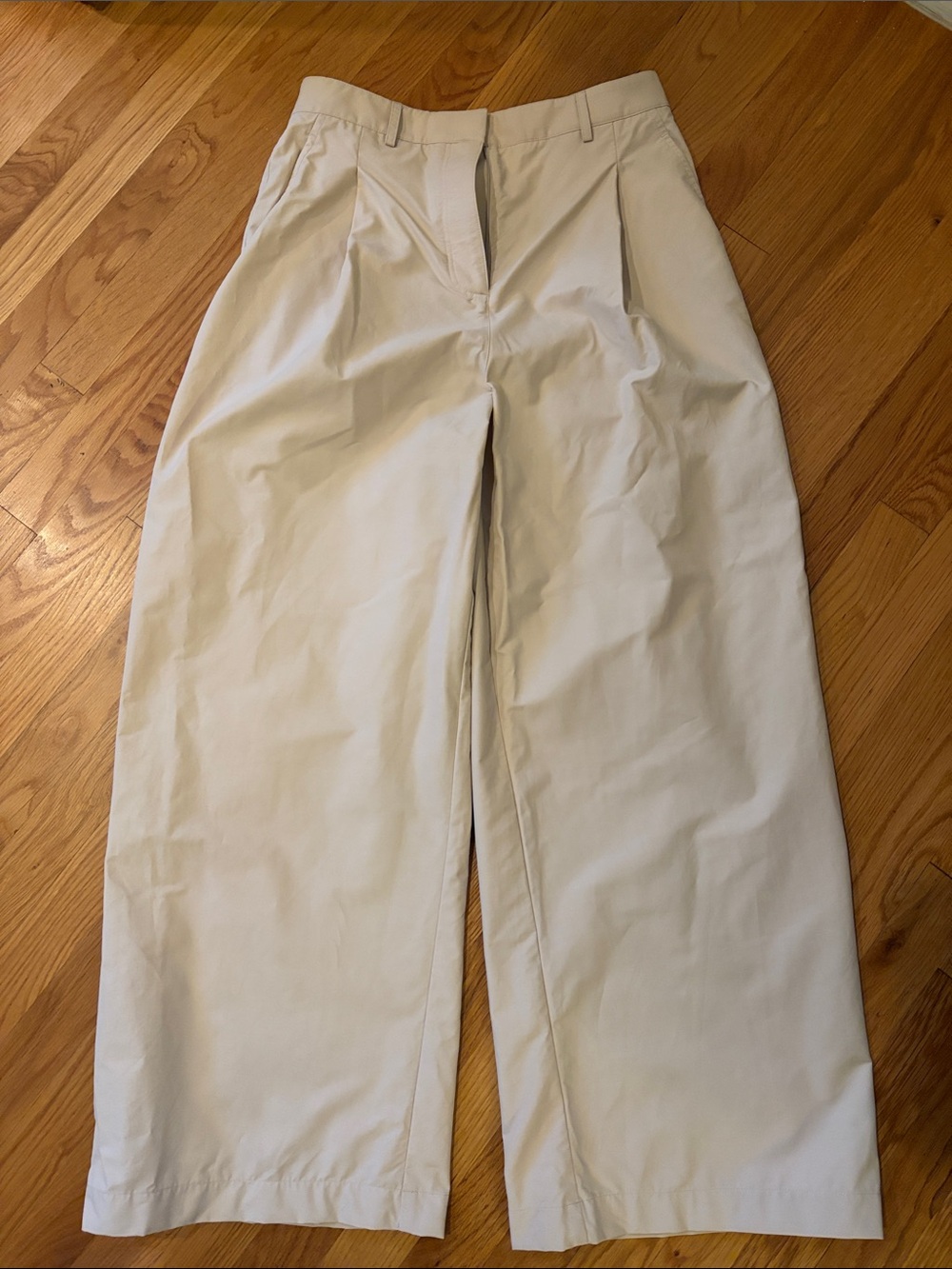 TWP Wide Leg Pleated Cotton Pants Light Khaki Size 4
